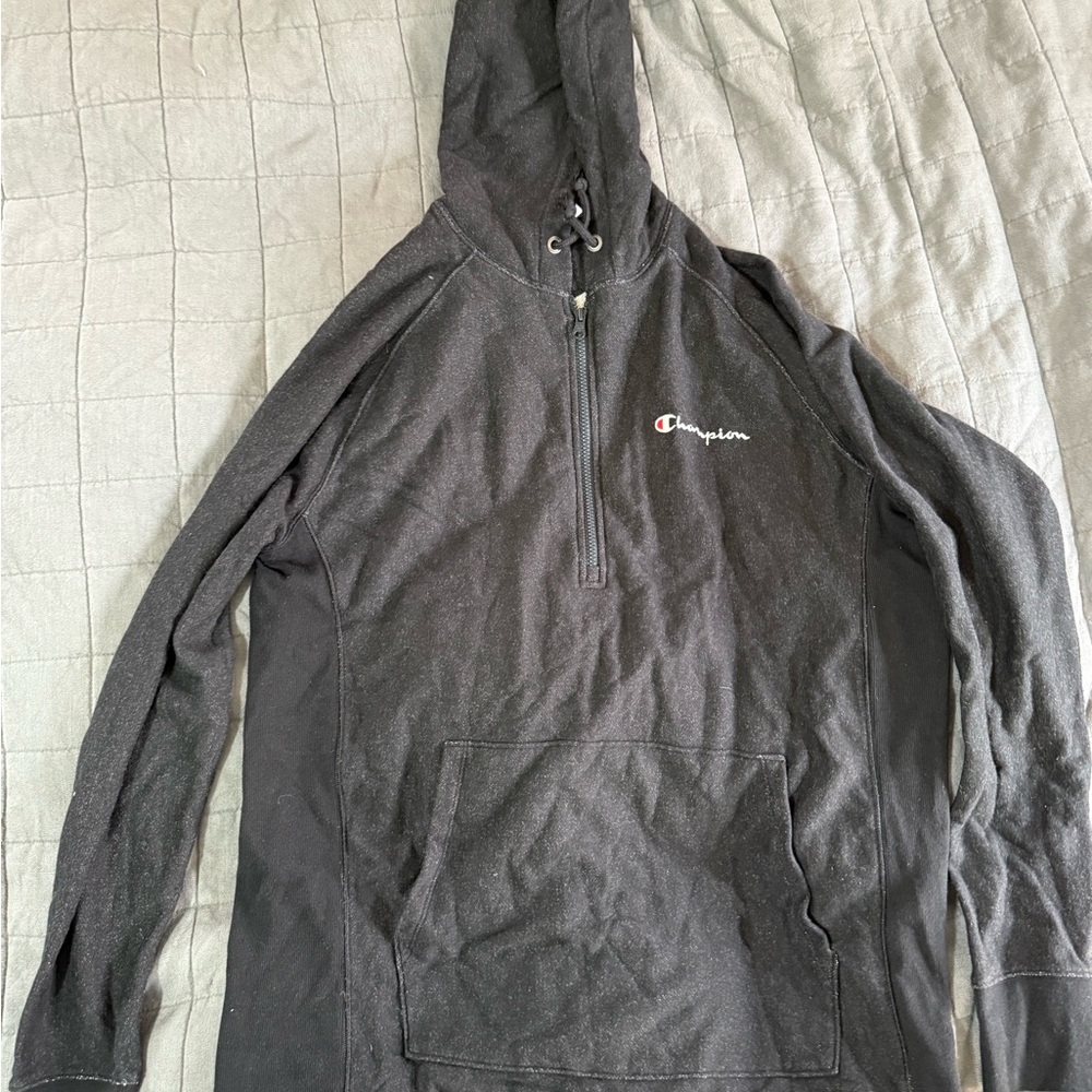 Champion Quarter-Zip Reverse Weave Black Hoodie